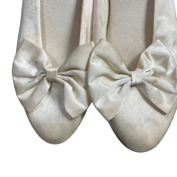 Victoria's Secret Women's Vtg 80s Gold Label Satin Bow Heels Slippers Size 7-8 - Picture 11 of 12